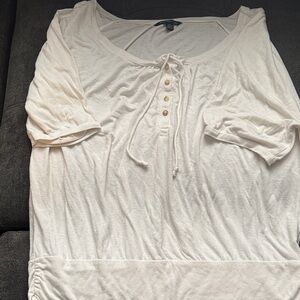 American Eagle Outfitters Cream Blouse with Button Detail